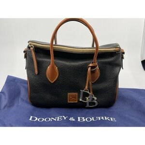 Dooney and Bourke Black Pebble Grain Satchel w D&B Pendants - EUC